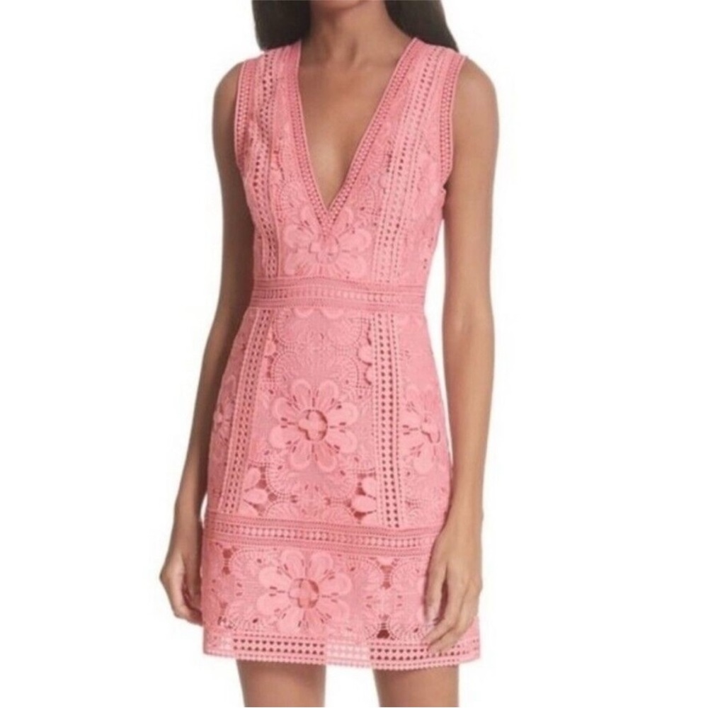 Alice + Olivia Zula pink lace mini dress size 2